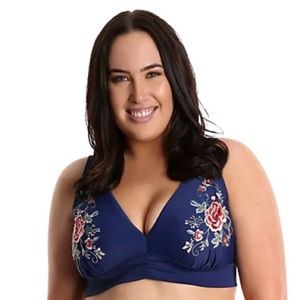 NWT LYSA Embroidered Bikini Swim Top